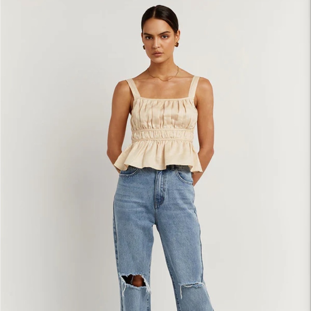 DISSH Cream Ruffle Top